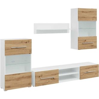 vidaXL Vidaxl - Muebles De Tv 5 Piezas Con Iluminaci&oacute;n Led Roble Artesanal