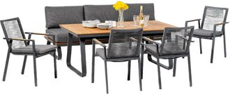 LLR Collection 6-teiliges, hochwertiges Outdoor Dining-Set Woody f&uuml;r 7 Personen