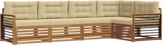 vidaXL Conjunto De Sof&aacute;s De Exterior 5 Uds. Natural Y Beige Vidaxl
