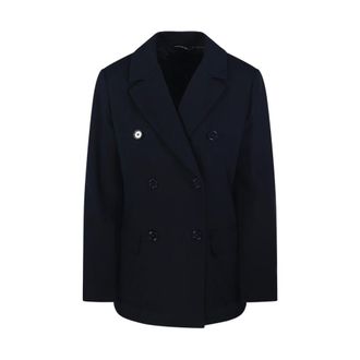 Max Mara Blazers, female, Blue, Size: L Double Breasted Blazer in Navy Blue