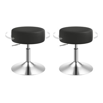 Woltu Juego De 2 Taburetes De Bar Sin Respaldo, Asiento De Piel Sint&eacute;tica, Altura Regulable, Color Negro - Woltu