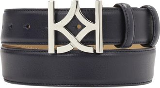 Kazar Donkerblauwe riem met decoratieve gesp - Dames - Riemen - Blauw - 90 CM - Leer - Accessoires