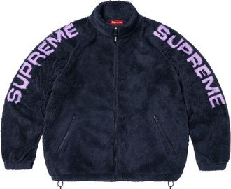 SUPREME Shoulder Logo Fleece Jacket Navy SS25J28-NAVY