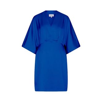 Dante6 Kleedjes, Dames, Blauw, S, Polyester, Cato Satin Kimono Midi Jurk