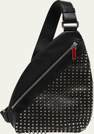 Christian Louboutin Mens Funky Leather Empire Spikes Sling Bag