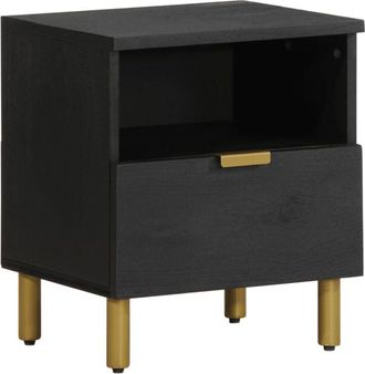 vidaXL Vidaxl - Mesita De Noche Madera Maciza De Ingenier&iacute;a Negra 40x33x46 Cm