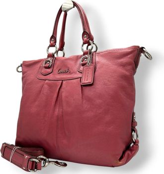 Coach Pink Leather Shoulder Bag Tote Bag (Pre-Owned)