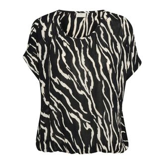 Kaffe Zebra Print Top & T-Shirt - - Blouses & Shirts - Donna - Nero - M