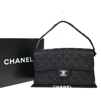 Chanel Vintage Double Sided Flap Bag Quilted Lambskin Black Leather Handbag (Pre-Owned)