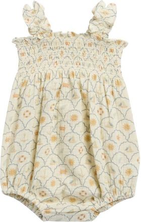 Rylee + Cru Julia Nautical Print Cotton Romper in Ivory at Nordstrom, Size 18-24M