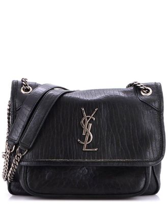 Saint Laurent Black Leather Niki Chain Flap Bag Baby (Authentic Pre-Loved)