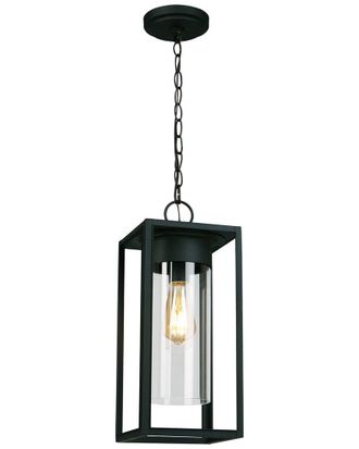 Eglo Eglo Walker Hill 1 Light Outdoor Pendant With Mattte Black Finish & Clear Glass