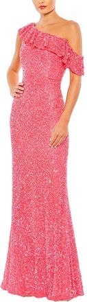 Mac Duggal Sequin Ruffle One Shoulder Mermaid Gown