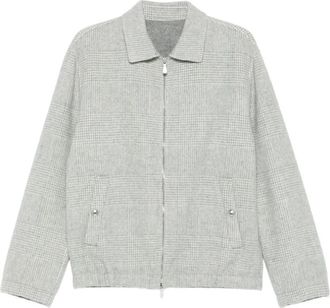 Eleventy Geruit bomberjack met rits - Grijs