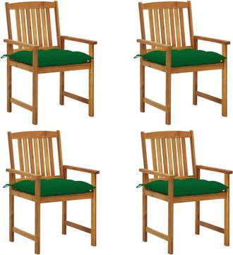 vidaXL Sillas De Jard&iacute;n Con Almohadillas 4 Pcs Acacia Madera