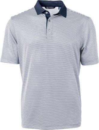 Cutter & Buck Mens Virtue Recycled Polo Shirt, Navy Blue/White, 4X
