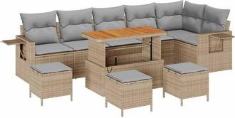 vidaXL Garden Sofa Set 12 pcs Beige and Light Grey Poly Rattan vidaXL