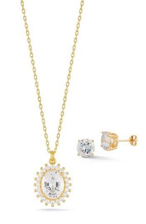 Glaze Jewelry CZ Stud Earrings & Pendant Necklace Set in Gold at Nordstrom Rack