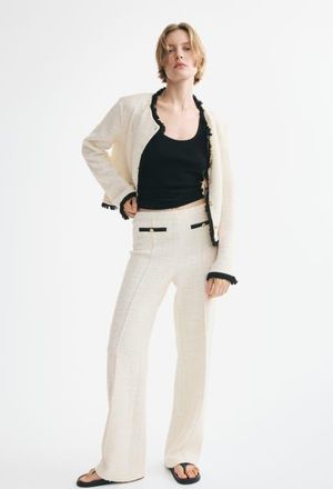 H&M Pull-on Boucl&eacute;-knit Pants in Cream at Nordstrom, Size X-Small