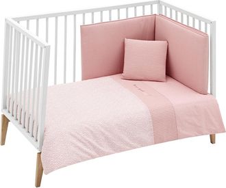 Cambrass Juego nórdico y protector de cuna bebé rosa 110x170x3 cm