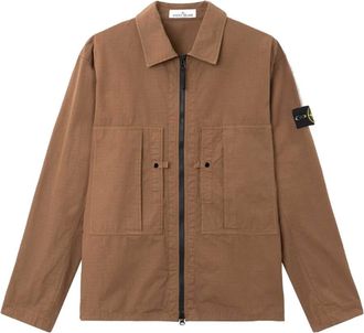 Stone Island Jassen, Heren, Beige, S, Katoen, Amber Overshirt