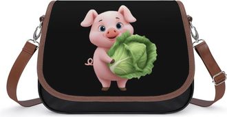 Generic Cute Pigs Holding Cabbage Small Womens Crossbody Bags Shoulder Handbag with Adjustable Strap for Travel