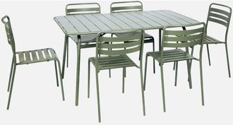 Sweeek Tavolo da giardino pieghevole in metallo con 6 sedie