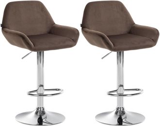Clp Clp - Set De 2 Taburetes De Cocina Braga En Terciopelo Marr&oacute;n Metal Cromado