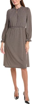 Adrianna Papell Printed Knit Moss Crepe Ruffle Neck Dress