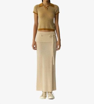 Guest In Residence Pique Shunken Polo Top In Suede Combo