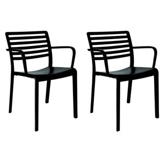 Resol Set 2 Sillas Con Brazos Interior, Exterior Negro Lama Resol