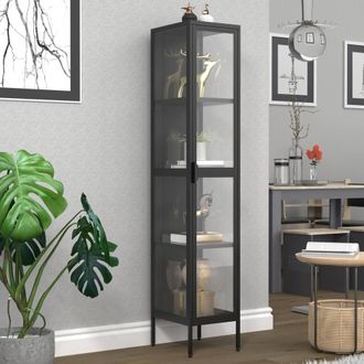 VCM Steel Glass Showcase Floka XL in Black