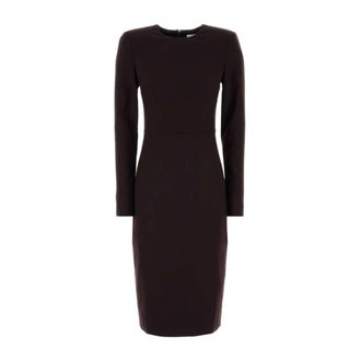 Victoria Beckham Midi Dresses, female, Purple, Size: 2XS Long Sleeve T-Shirt Fitted Dress