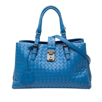 Bottega Veneta Pre-owned Handbags, female, Blue, Size: ONE SIZE Pre-owned Small Roma Satchel
