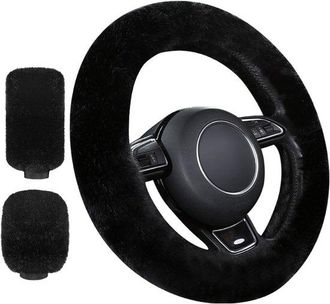 OEM Juego De Fundas De Volante De Felpa Suave Para Coche - Universal, Suave Y Antideslizante Para Uso En Invierno - 38 Cm