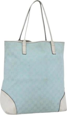 Gucci Pre-owned Vintage Canvas Tote Bag - Dames - Vintage Shopper - Blauw - ONE Size - Vintage