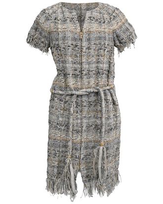 Chanel Pale Tweed Waist Tie Detail Zip Front Dress, Size Fr 34 (Authentic Pre-Loved)