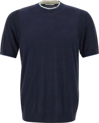 Paolo Pecora T-shirt in misto seta - Blu