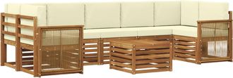 vidaXL Conjunto De Sof&aacute;s De Exterior 8 Uds. Natural Y Crema Vidaxl