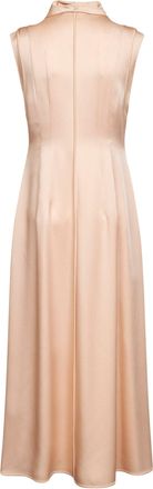 Jil Sander Womens Pink Satin Fluid Midi Sleeveless Dress Acetate