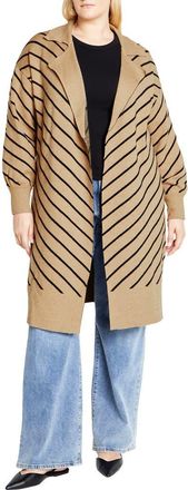City Chic Elsie Stripe Cardigan at Nordstrom, Size Xs