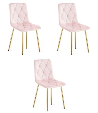 OEM Silla Libra - Terciopelo Rosa Claro / Patas Color Madera X 3