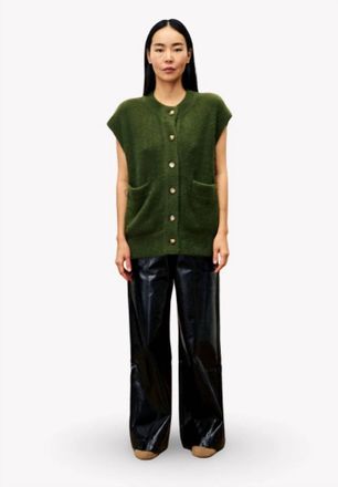 FRNCH Matcha Cardigan Vest In Vertmousse