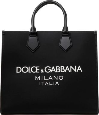 Dolce & Gabbana Zwarte Grote Tote Tas met Logo - Heren - Shoppers - Zwart - ONE Size - Tassen