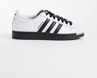 adidas Originals Superstar II sneakers bianche e nere con suola nera-Nero
