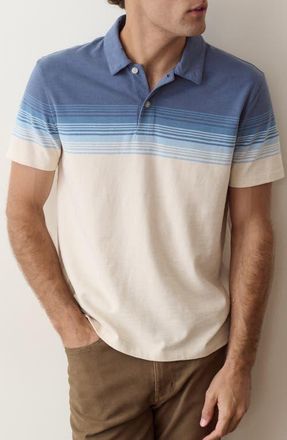 Marine Layer Luxe Slub Organic Cotton Pocket Polo in Navy/white at Nordstrom, Size Xx-Large