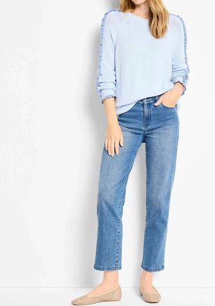 Nic+Zoe Renee Ruffled Down Sweater In Powdered Blue