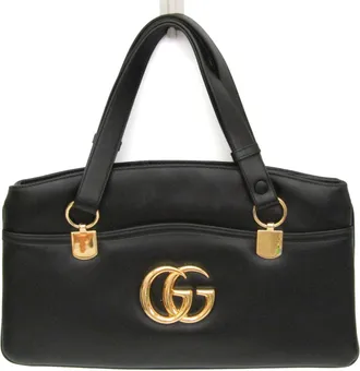 Gucci Arli Top Handle Leather Black Leather Handbag (Pre-Owned)