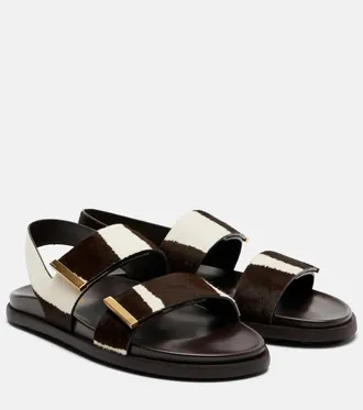 Tod's Printed calf hair slingback sandals