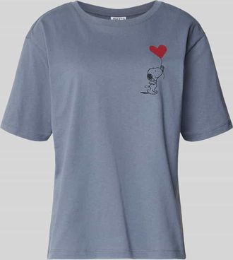 Jake*s Casual T-Shirt mit Motiv-Print und Rundhalsausschnitt in Jeansblau, Gr&ouml;&szlig;e XXL